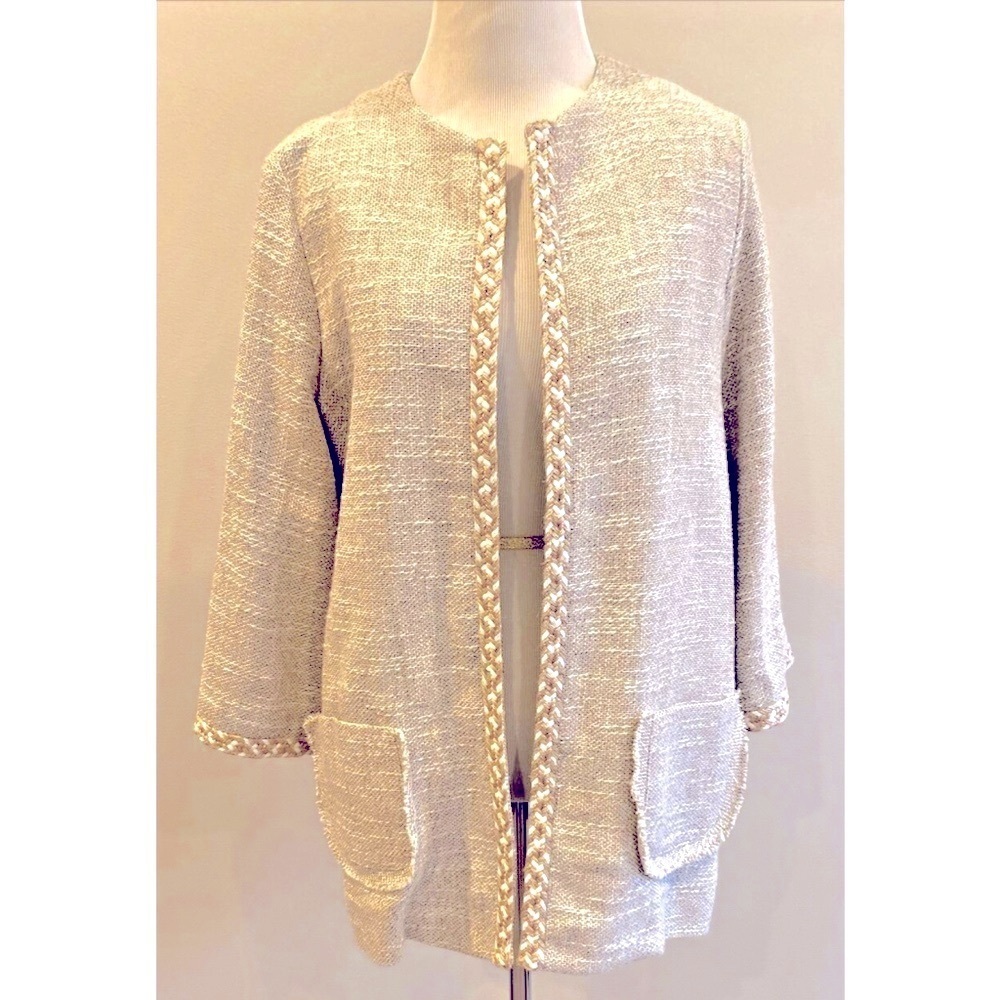 Vilagallo Camel Tweed Cotton Jacket Small
